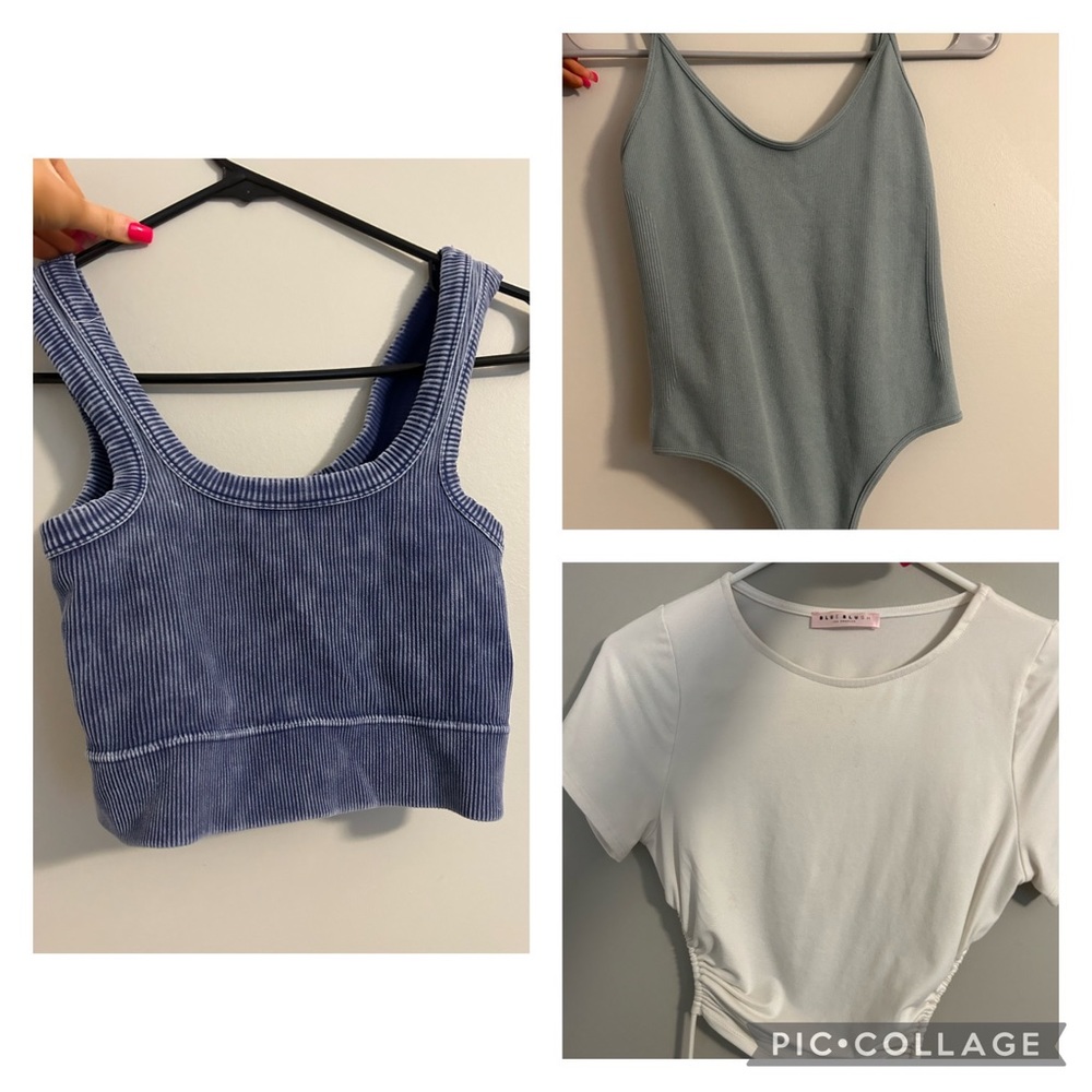 Tank top, body suit, and shirt